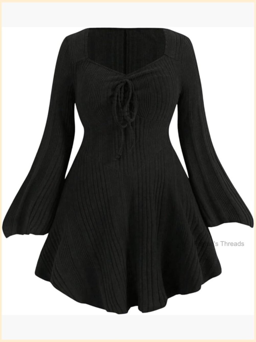 Plus Size Bell Long Sleeve Lightweight Sweater Dress Corset Dress - Picture 1 of 5